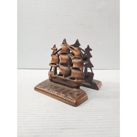 Antique Ship Bookends Vintage Bookends,Metal Bookends, Boat Bookends, Na… - Picture 8 of 10